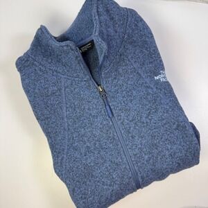 The North‎ Face Womens XL/TG Full Zip Fleece Jacket Blue Heathered Sweater